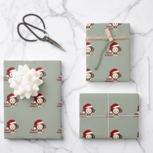 Happy Holidays!Niedlich Baby Monkey Geschenkpapier Set