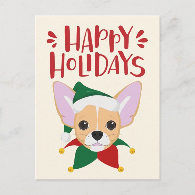 Happy Holidays - Niedlich Chihuahua Weihnachten Postkarte (Vorderseite)