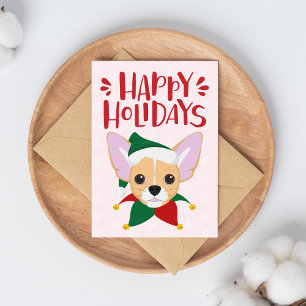 Happy Holidays - Niedlich Chihuahua Weihnachten Postkarte
