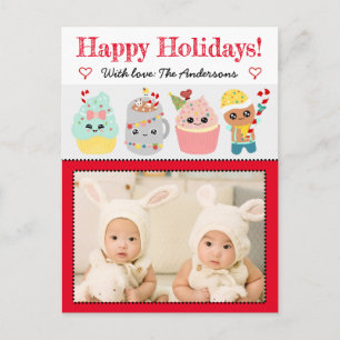 Happy Holidays Niedlich farbenfrohe Kawaii Cookies Postkarte