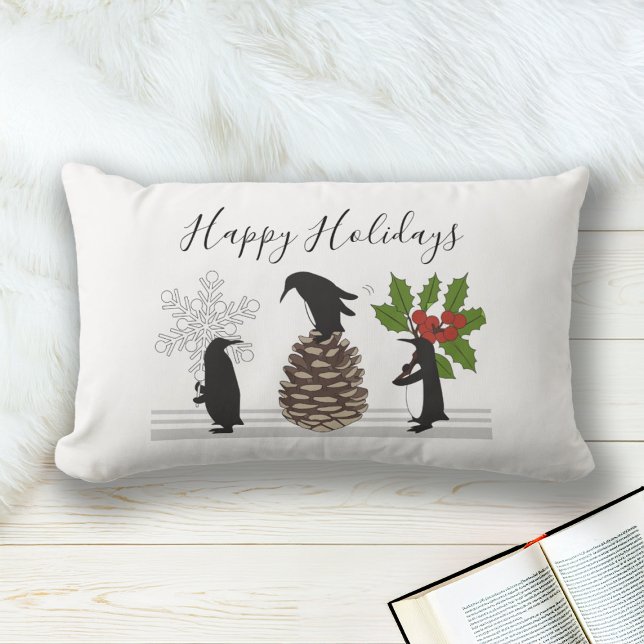 Happy Holidays Niedlich Funny Christmas Penguin Lendenkissen (Von Creator hochgeladen)