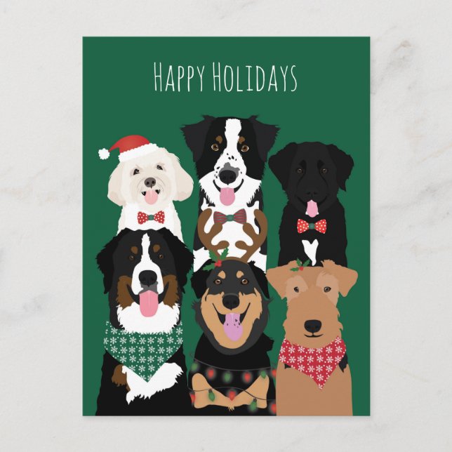 Happy Holidays Niedlich Hunde Postkarte (Vorderseite)