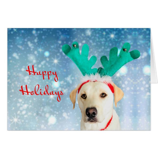 Happy Holidays Niedlich Hunde Rentiere Antlers Fes (Vorderseite (Horizontal))