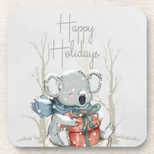 Happy Holidays Niedlich Koala Hard Kunststoff Unte Getränkeuntersetzer