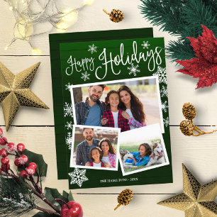 Happy Holidays Niedlich Snowflake Rustikale 3 Foto Einladung