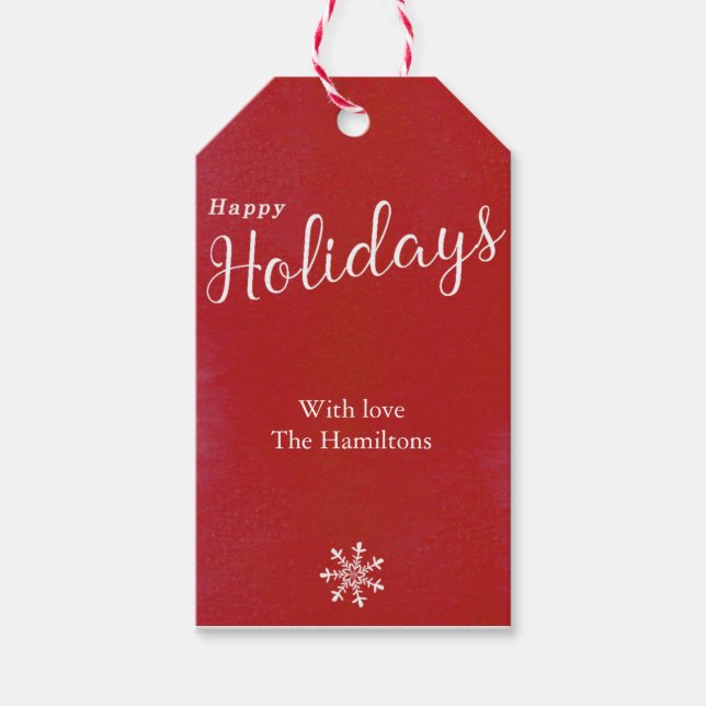 Happy Holidays Niedlich Snowflake Weihnachtsgesche Geschenkanhänger (Vorderseite)