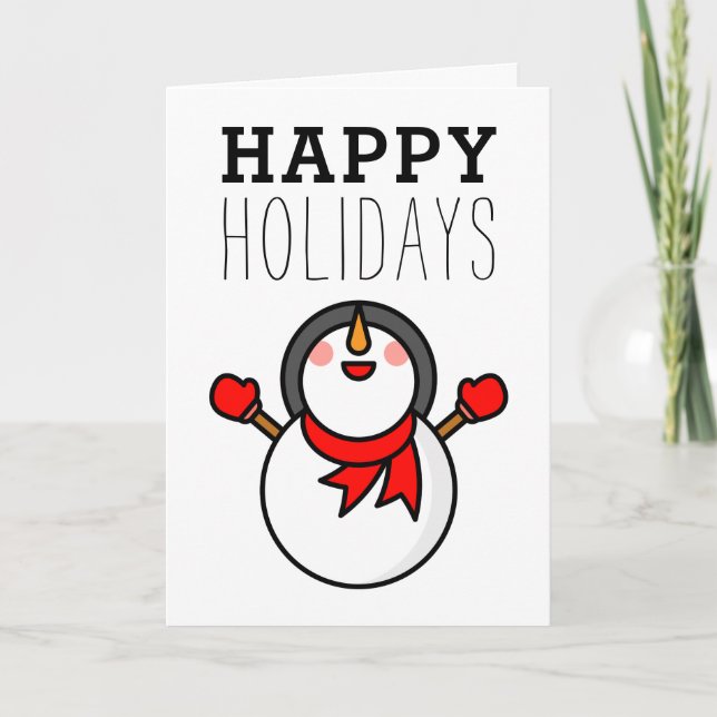 Happy Holidays | Niedlich Snowman Feiertagskarte (Vorderseite)
