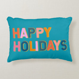 Happy Holidays Niedlich Whimsical Typografy Blue Dekokissen