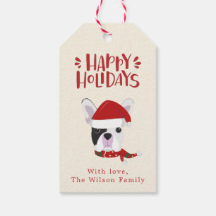 Happy Holidays - Niedliche französische Bulldogge Geschenkanhänger