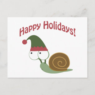 Happy Holidays Niedliche Schnecke Weihnachtself Feiertagspostkarte