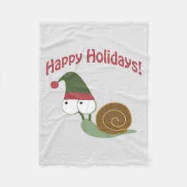 Happy Holidays Niedliche Schnecke Weihnachtself Fleecedecke