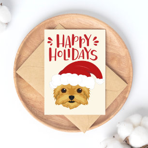 Happy Holidays - Niedliche Yorkshire Terrier Weihn Postkarte