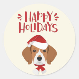 Happy Holidays - Niedlicher Beagle Weihnachten Runder Aufkleber