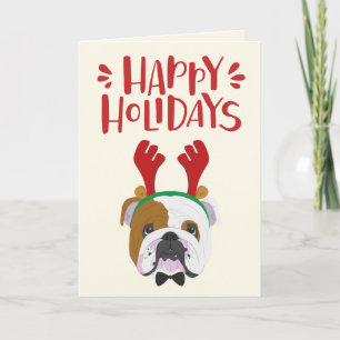 Happy Holidays - Niedlicher englischer Bulldog - W Feiertagskarte