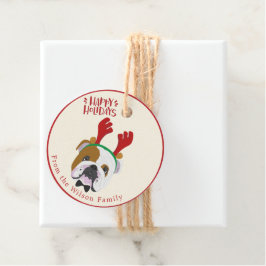 Happy Holidays - Niedlicher englischer Bulldog Wei Geschenkanhänger