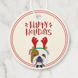 Happy Holidays - Niedlicher englischer Bulldog Wei Geschenkanhänger