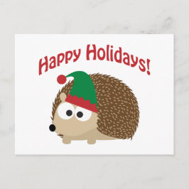 Happy Holidays Niedlicher Igel Weihnachtself Feiertagspostkarte