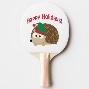 Happy Holidays Niedlicher Igel Weihnachtself Tischtennis Schläger