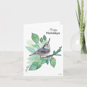 Happy Holidays Nuthatch Bird Card Karte