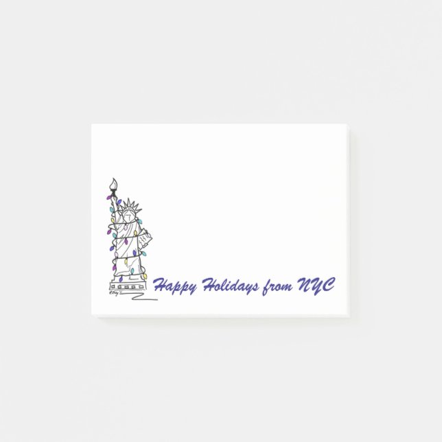 Happy Holidays NYC Statue of Liberty Hanukkah Post-it Klebezettel (Vorderseite)