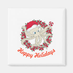 Happy Holidays Octopus Magnet