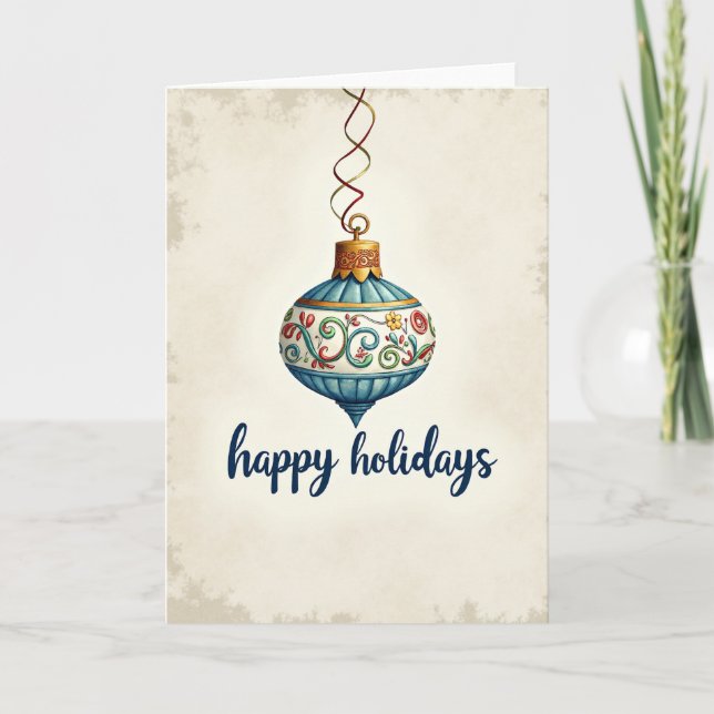 Happy Holidays Ornament Card Karte (Vorderseite)