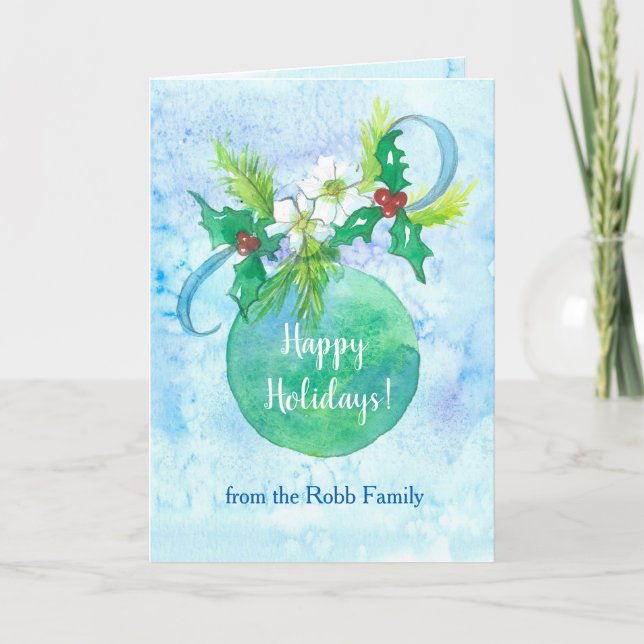 Happy Holidays Ornament von allen uns Individuelle Karte (Vorderseite)