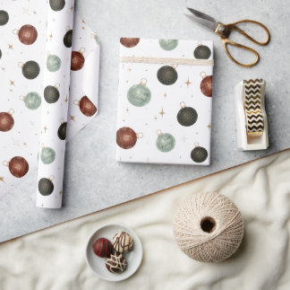 Happy Holidays Ornaments Neutrales festliches Gesc Geschenkpapier