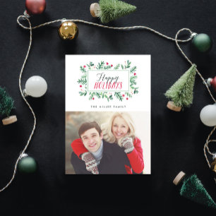 Happy Holidays Painted Botanicals Feiertagskarte