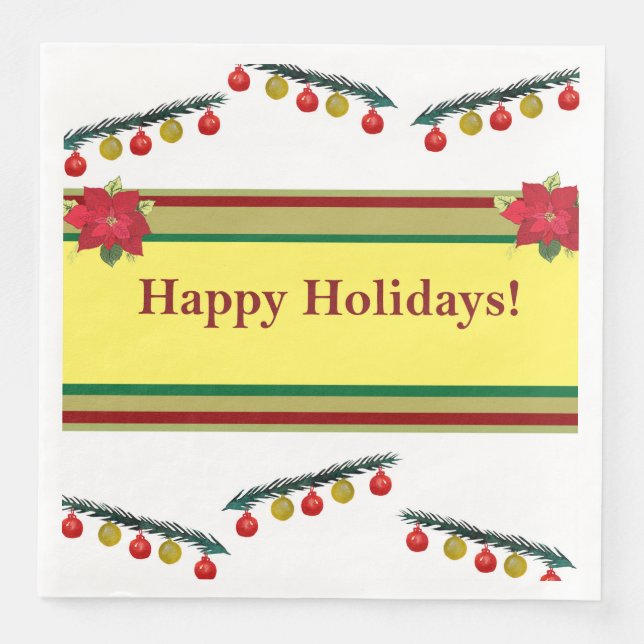 Happy Holidays Paper Napkin Serviette (Vorderseite)