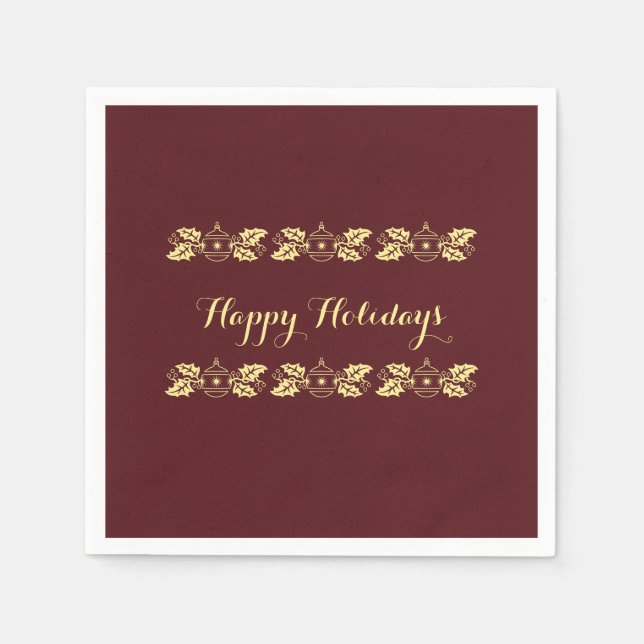 Happy Holidays Paper Napkins von RoseWrites Serviette (Vorderseite)