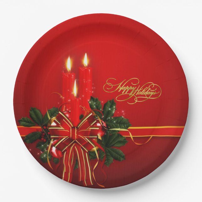 Happy Holidays Paper Plate Pappteller (Vorderseite)