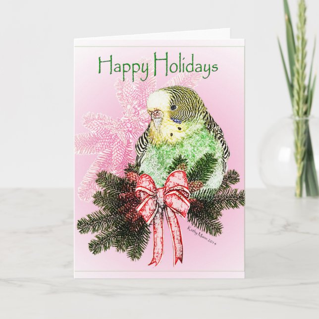 Happy Holidays Parakeet Card Feiertagskarte (Vorderseite)