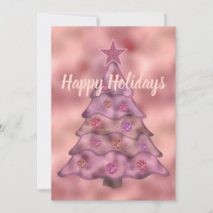 Happy Holidays Peace Joy Liebe Pink Christmas Tree Feiertagskarte