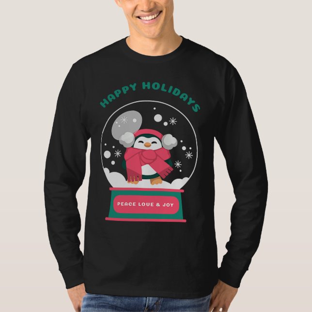 Happy Holidays Peace Love and Joy T-Shirt (Vorderseite)