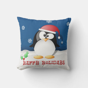Happy Holidays Penguin Kissen