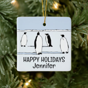 Happy Holidays Penguin Winter Weihnachten Cooler N Keramikornament