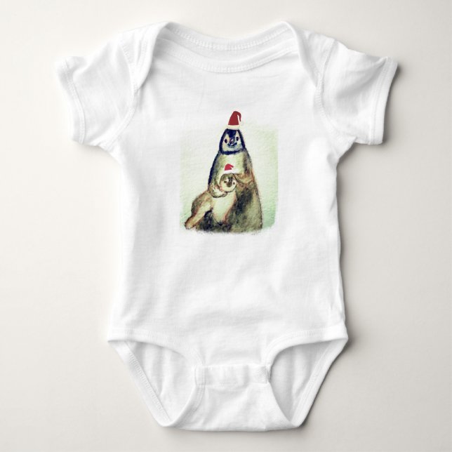 Happy Holidays ,Penguins Baby Bodysuit Baby Strampler (Vorderseite)