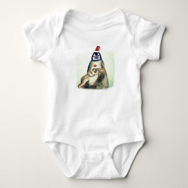 Happy Holidays ,Penguins Baby Bodysuit Strampler (Vorderseite)