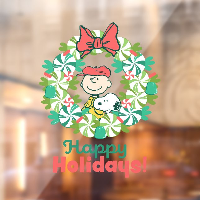 Happy Holidays | Peppermint Candy Wreath Fensteraufkleber (Blatt 2)