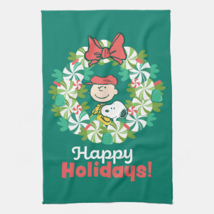 Happy Holidays   Peppermint Candy Wreath Geschirrtuch