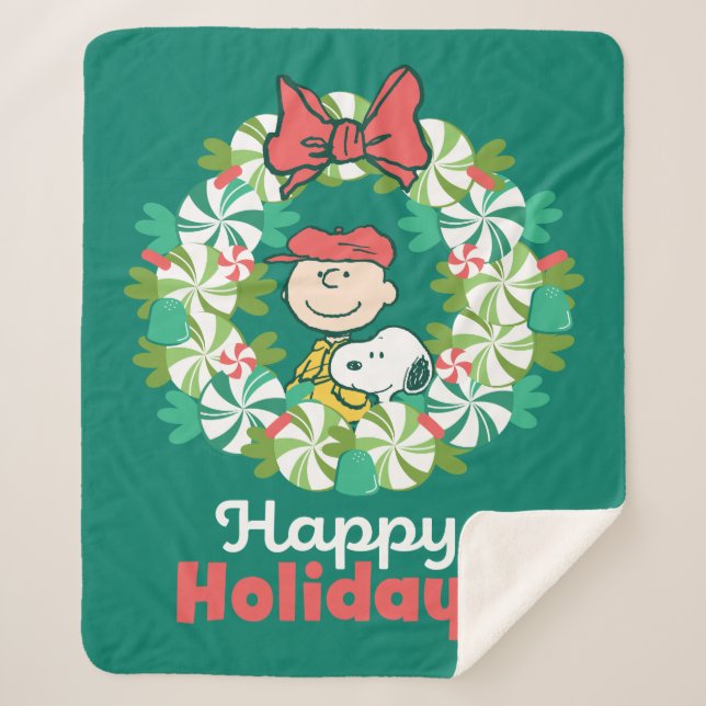 Happy Holidays | Peppermint Candy Wreath Sherpadecke (Vorderseite)