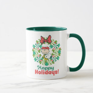 Happy Holidays Peppermint Candy Wreath Tasse