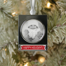 Happy Holidays - personalisiert Banner-Ornament Silber