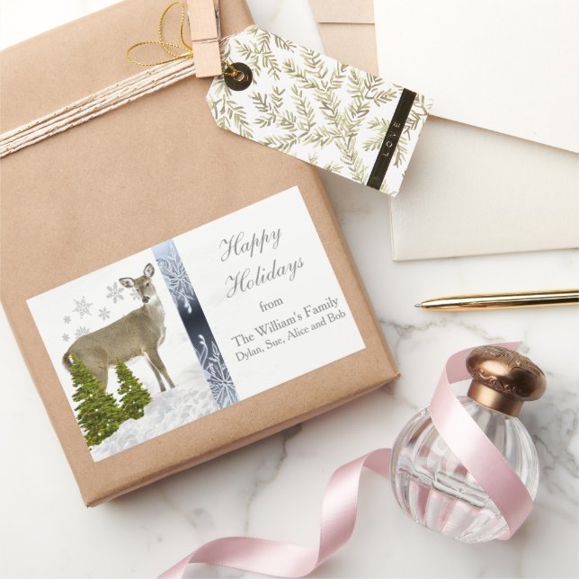 Happy Holidays Personalisiert Grußaufkleber Rechteckiger Aufkleber (Schenken)