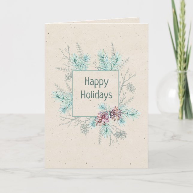 Happy Holidays Personalisiert Sentiment & Signatur Karte (Vorderseite)