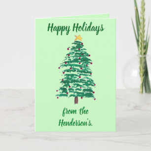 Happy Holidays Personalisierte Weihnachtsbaumkarte Feiertagskarte