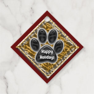 Happy Holidays Pet Caregiver Gold Paw Print Geschenkanhänger