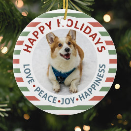 Happy Holidays Pet Foto Keramik Ornament