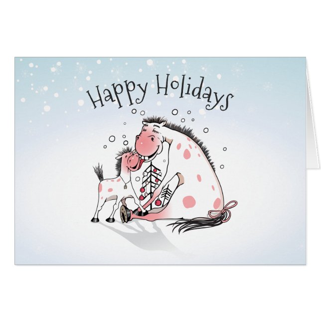 Happy Holidays Pferd und Fohlen (Vorderseite (Horizontal))